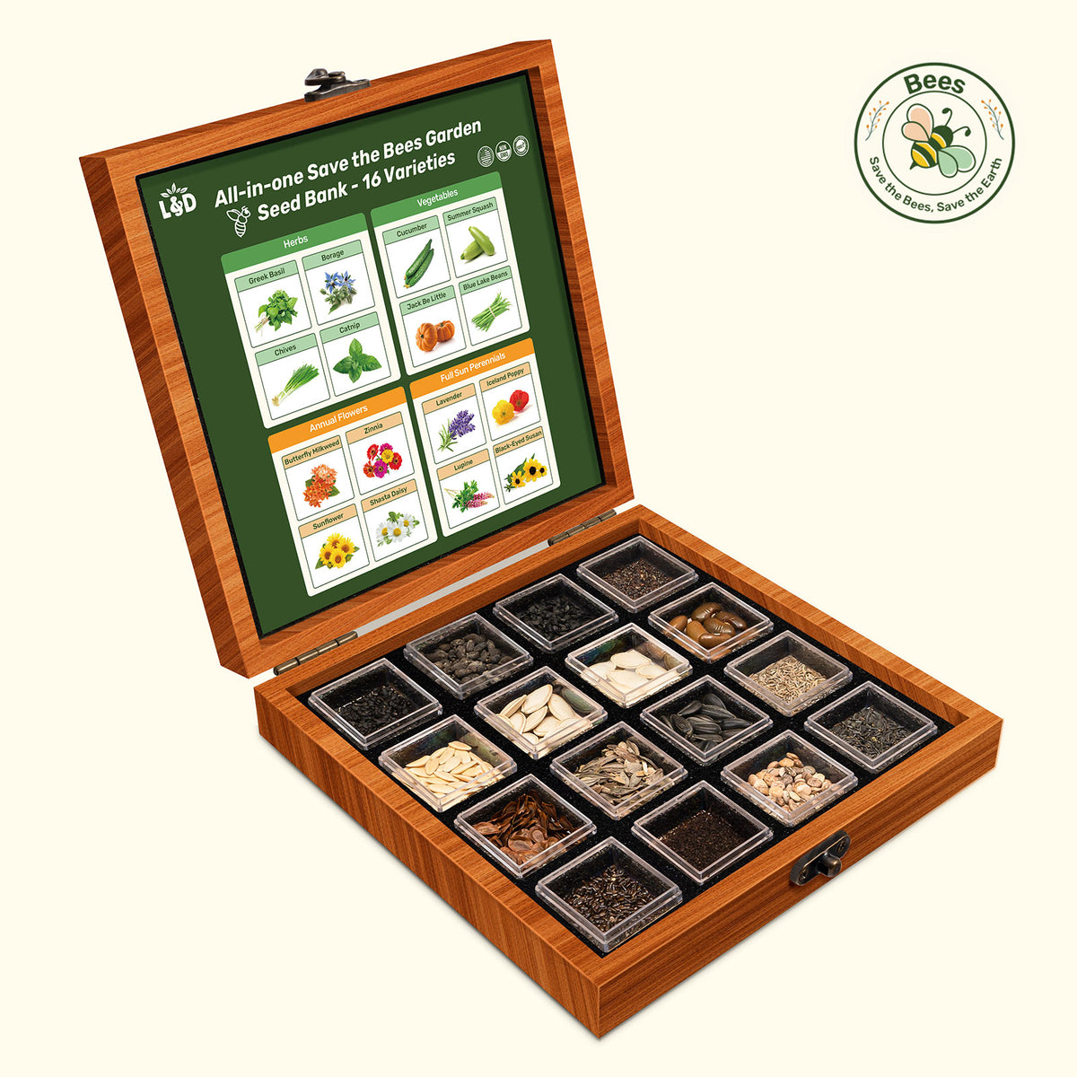 bee garden seeds Save the Bees Garden Seed Bank With Seed Storage Box