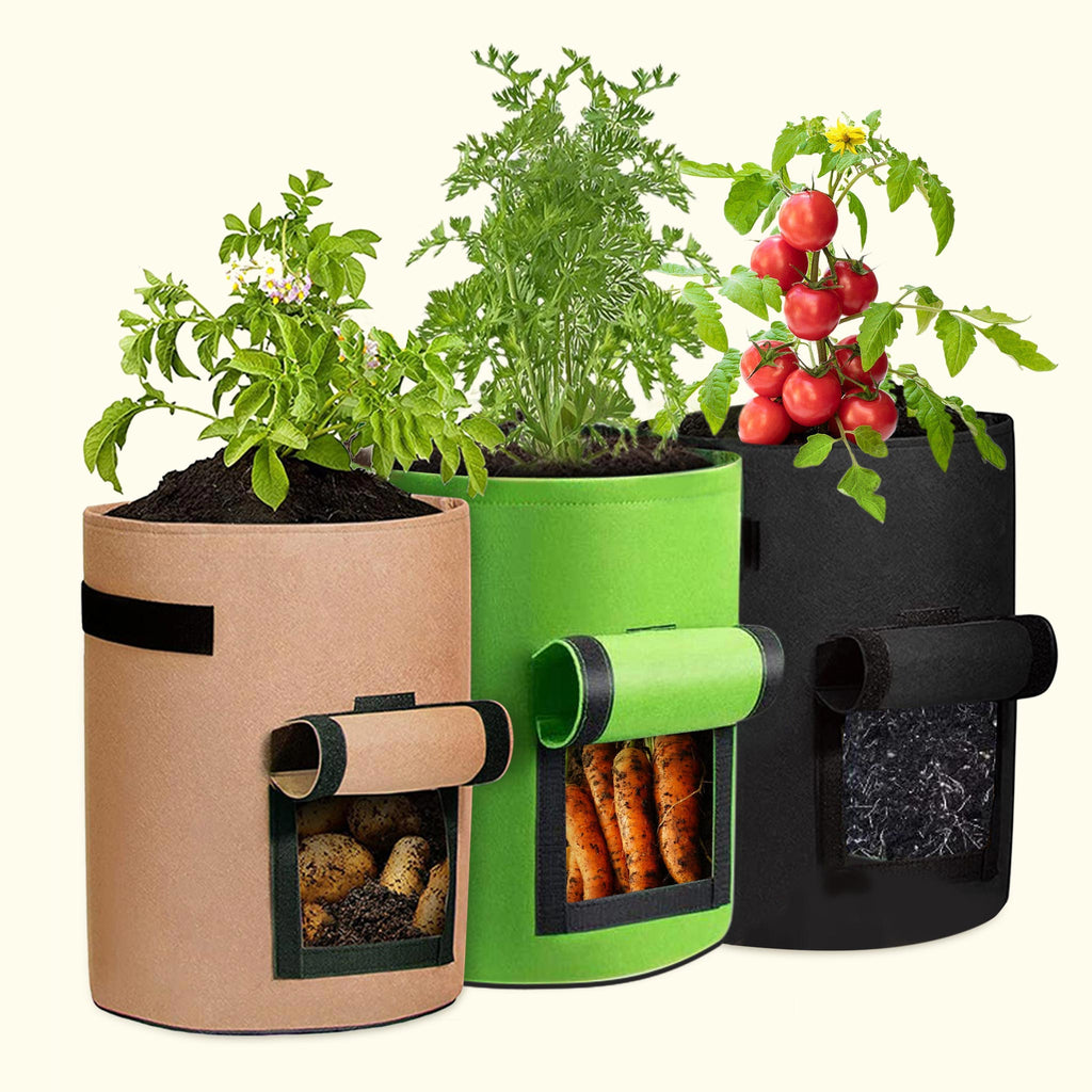 2-Pack 10 Gallon Potato Grow Bags with Flap Handles Garden Planting Bags  Planter
